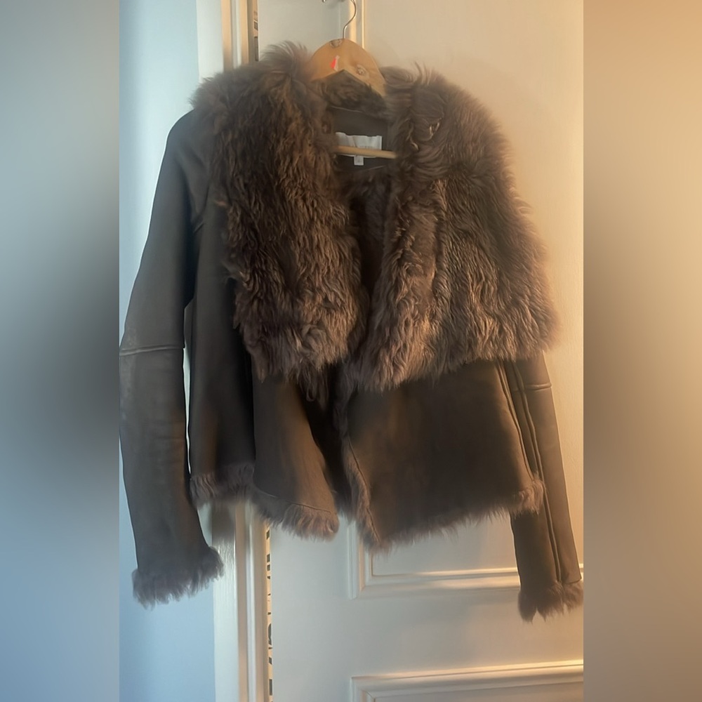 Michelle mason Fur leather jacket